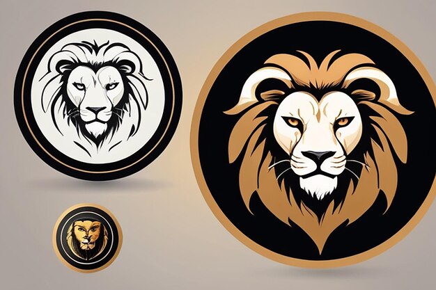 Photo lion head logo with circle style