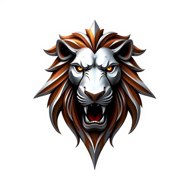 Lion head mascot face for logo emblem badges labels template tshirt design 3D Style