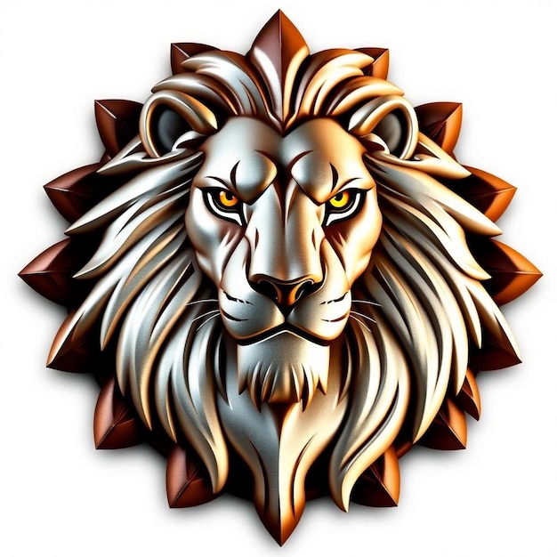 Lion head mascot face for logo emblem badges labels template tshirt design 3D Style