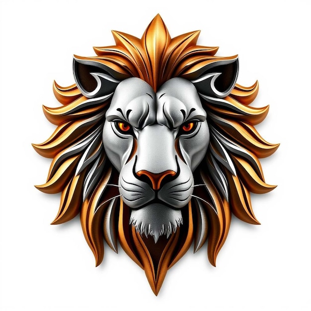 Lion head mascot face for logo emblem badges labels template tshirt design 3D Style