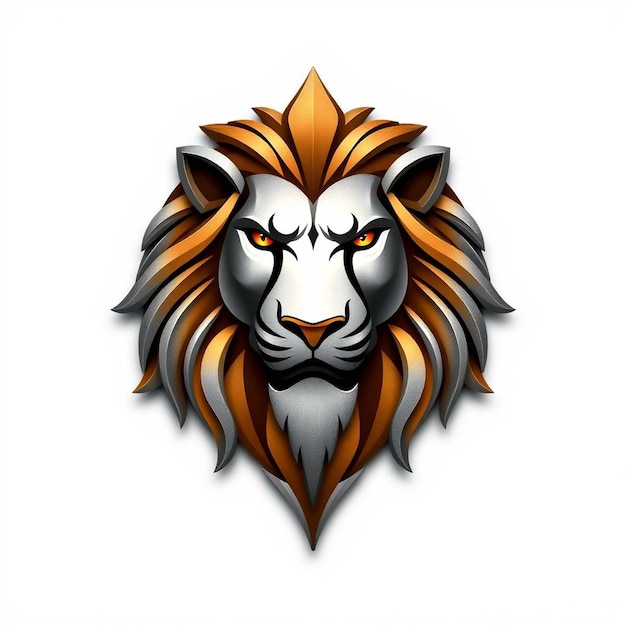 Lion head mascot face for logo emblem badges labels template tshirt design 3D Style