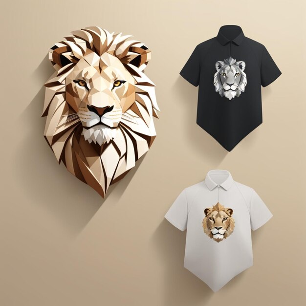 Lion head tshirt design featuring a detailed vector illustration of a majestic lion's head