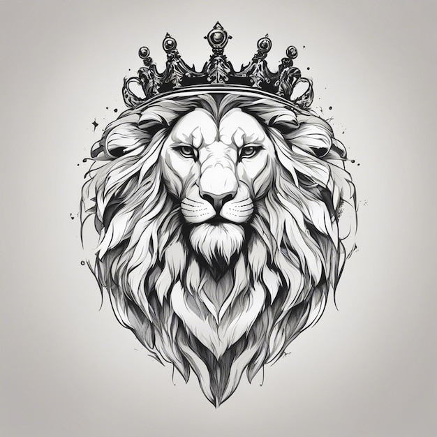 lion head with crown elegant and noble logo black and white sticker seal