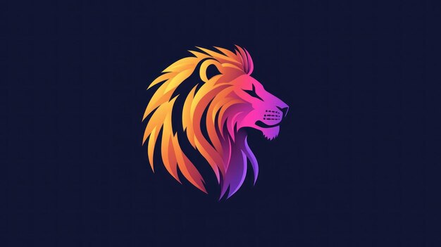 Photo lion head with gradient colors illustration