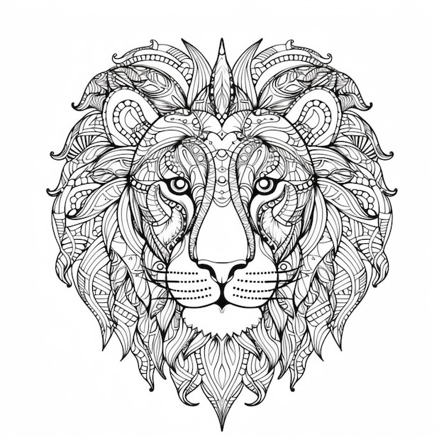 A lion head with a pattern of patterns.