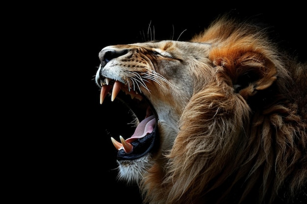 Photo a lion is roaring with its mouth wide open generative ai image