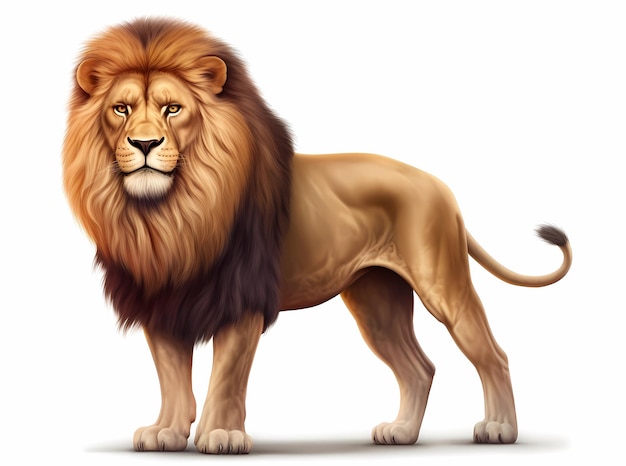 Lion isolated on white background Generative AI illustrations