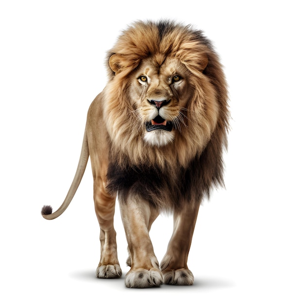 Lion isolated on white background Generative AI