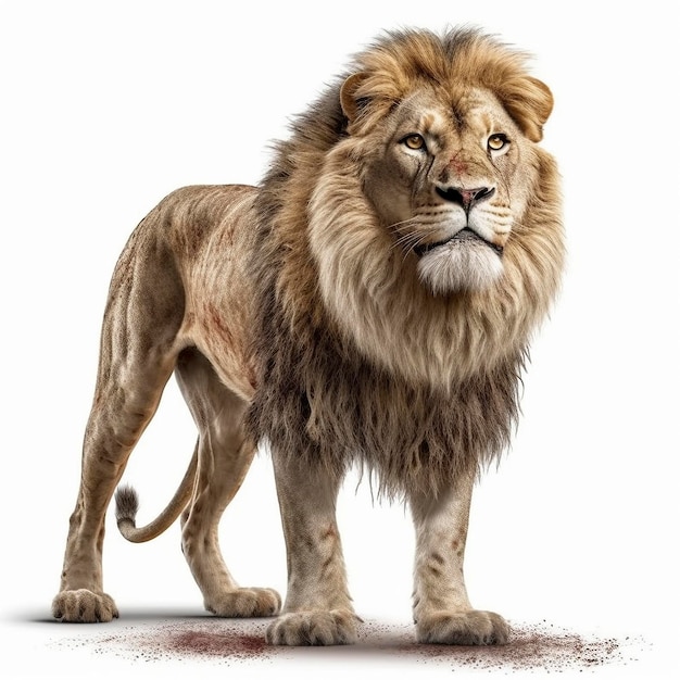 Lion isolated on white background Generative AI