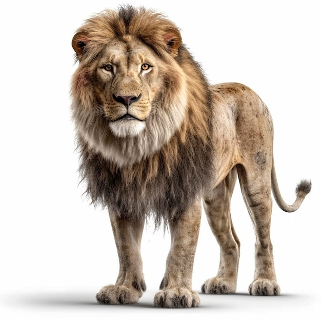 Lion isolated on white background Generative AI