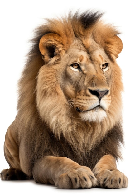 Lion isolated on white generative ai