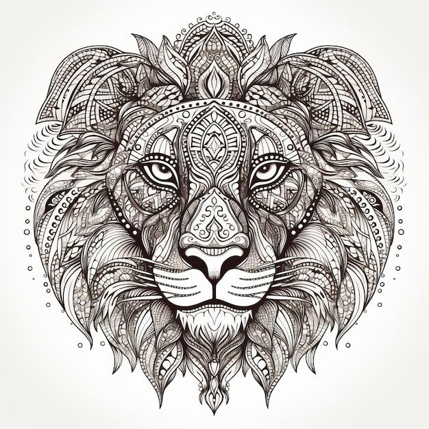 Lion in mandala style Illustration AI GenerativexA