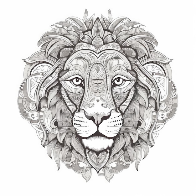 Lion in mandala style Illustration AI GenerativexA