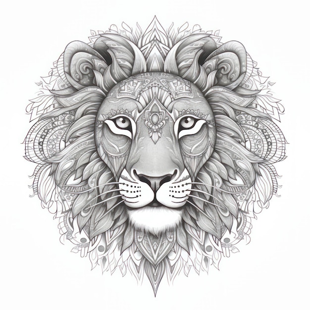 Lion in mandala style Illustration AI GenerativexA