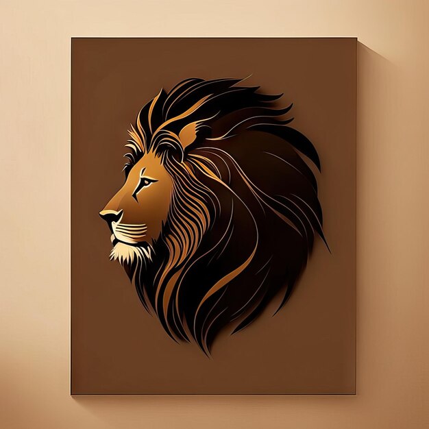 Photo lion in minimalist illustration with soft colors