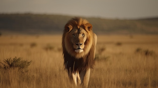 A lion on the plains of africa