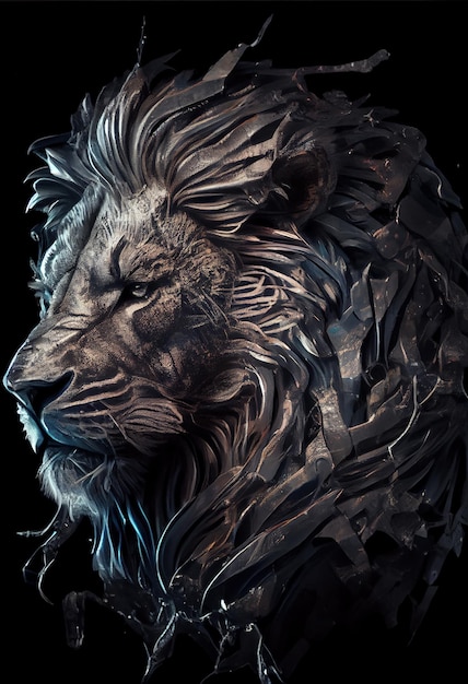 Lion portrait poster ai render