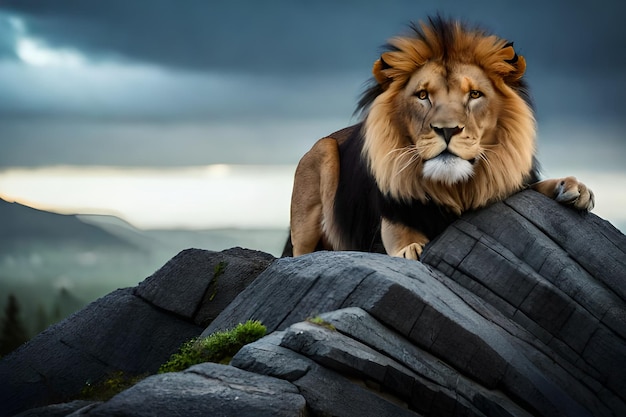 Lion on a rock wallpapers and images