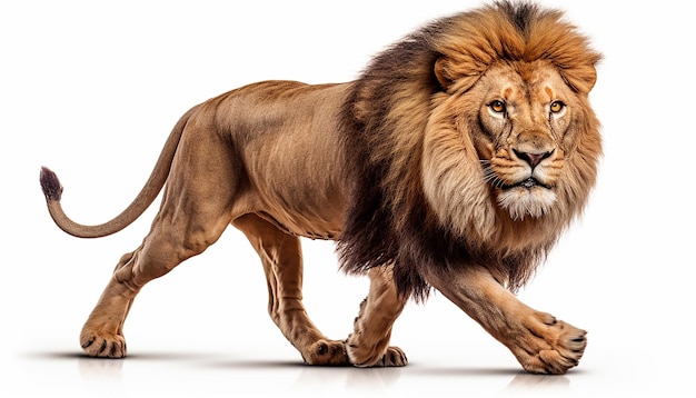 Lion Running Isolated on White Background Clipping Path