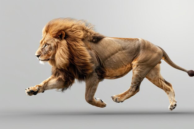 Photo lion running on transparent background for wildlife theme