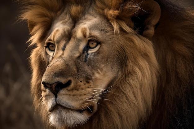 A lion's face is shown in this image.