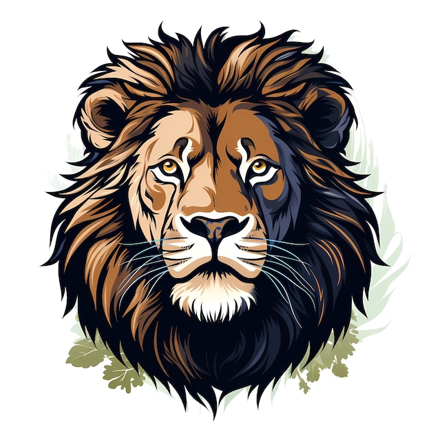 Lion's head is shown on white background Generative AI