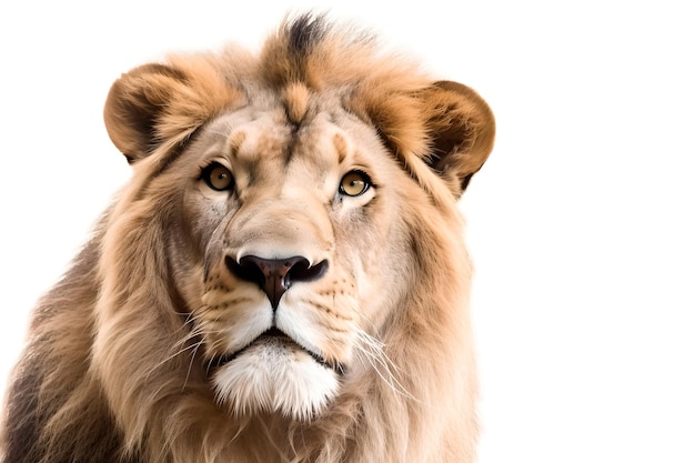 A lion's head with a white background