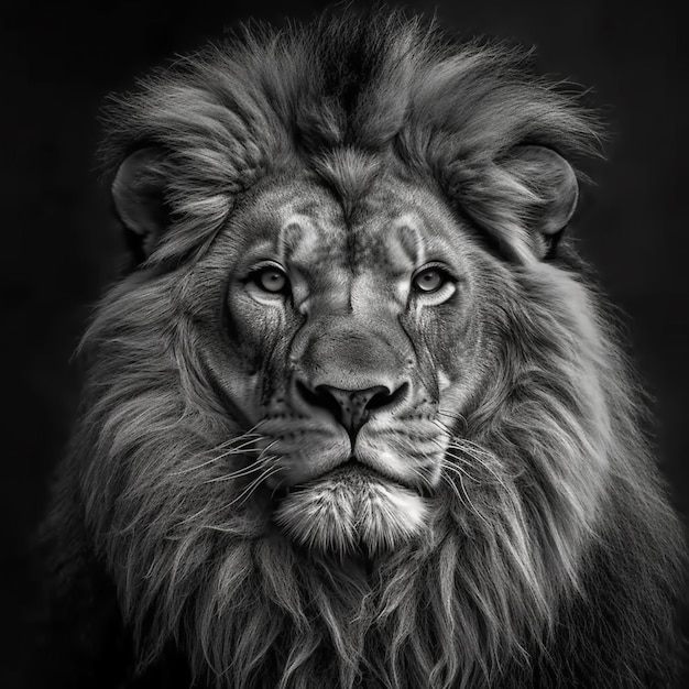 A lion's mane is shown against a black background.