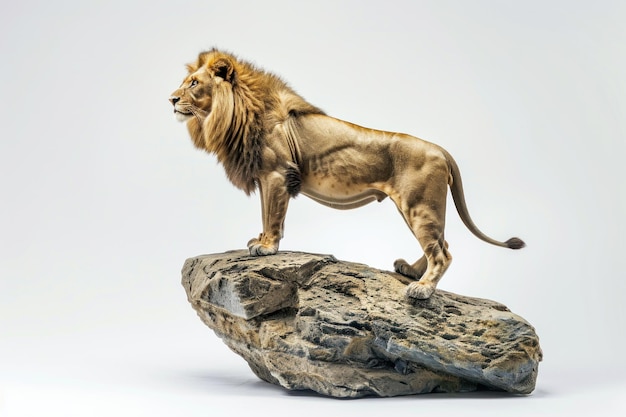 Photo a lion standing on a rock with a lion on it