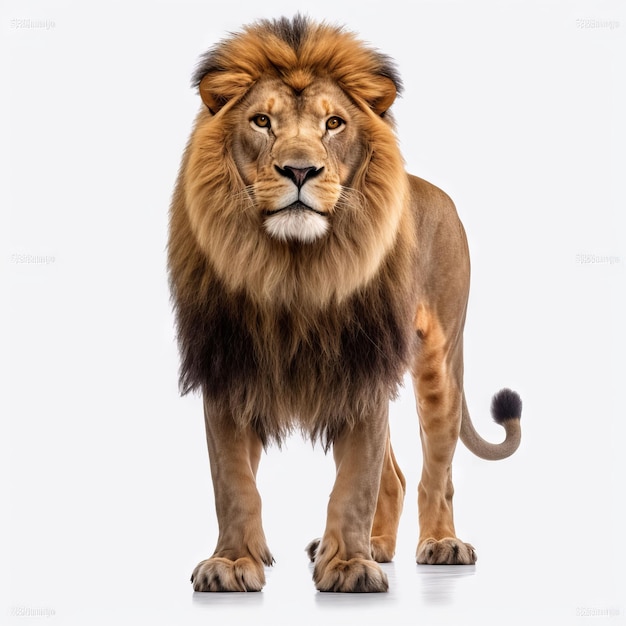 Lion standing on a white background