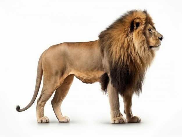 Lion standing on a white background