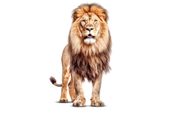 Photo a lion stands in front of a white background