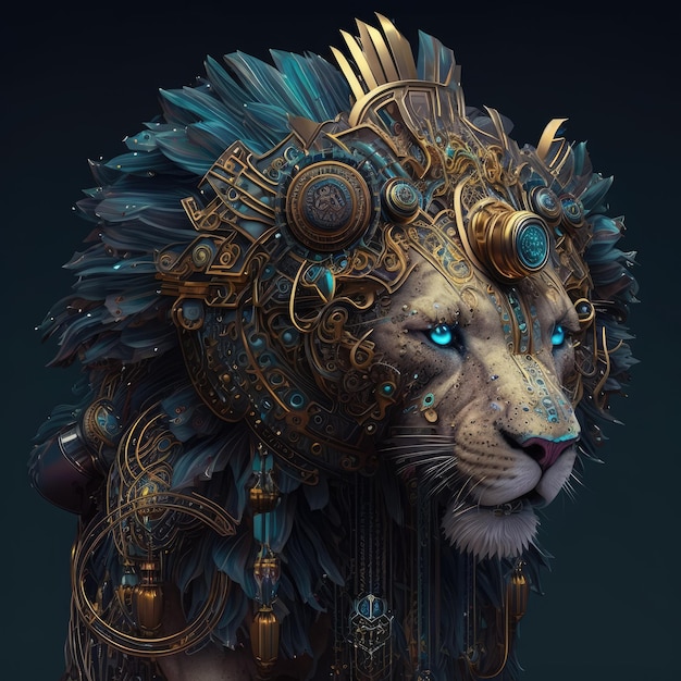 Lion steampunk generative ai