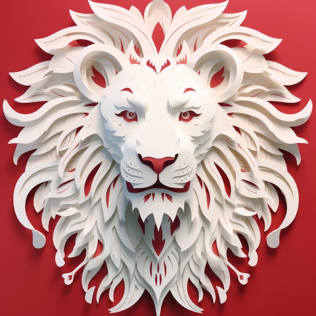 Lion in trendy paper cut craft graphic style Modern design for advertising branding greeting card cover poster banner