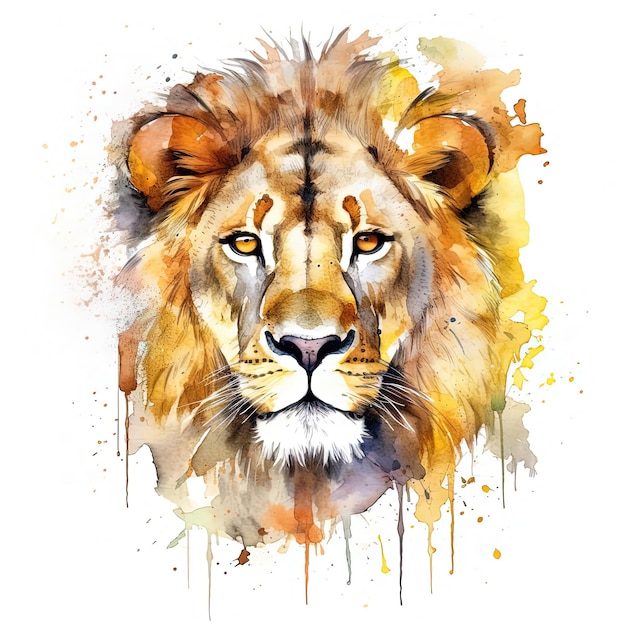 Lion watercolor head Illustration AI GenerativexA