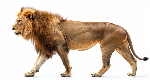 Photo lion on white background isolated