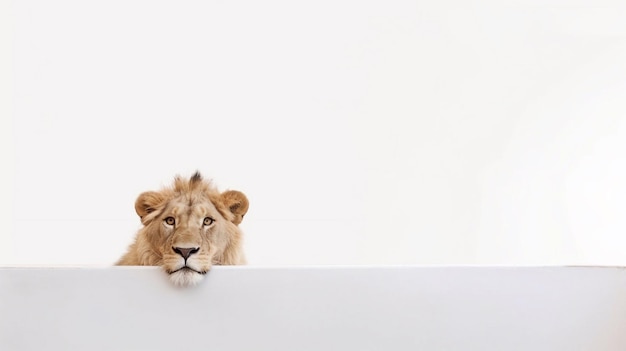 A lion on a white wall