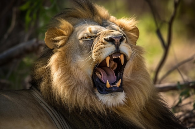 A lion with a big mouth and a big mouth