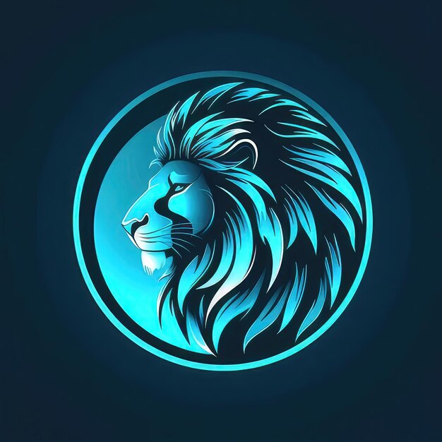 Photo a lion with a blue background that says lion on it