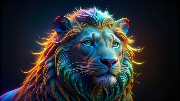 a lion with the colors of the rainbow