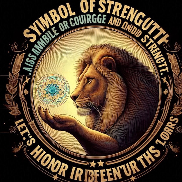 a lion with a lion on it that says strength for strength and strength