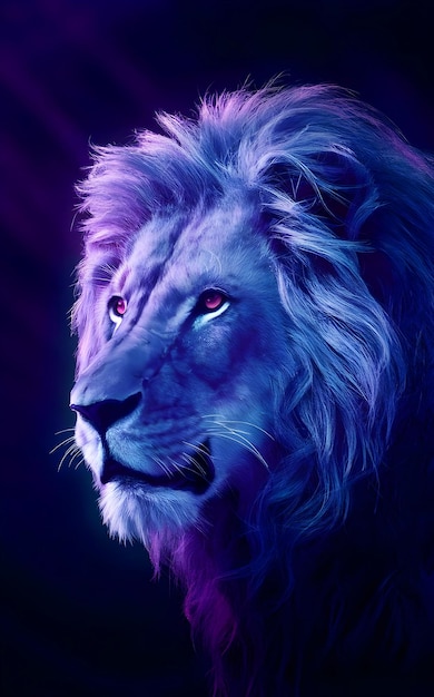 A Lion with neon effect