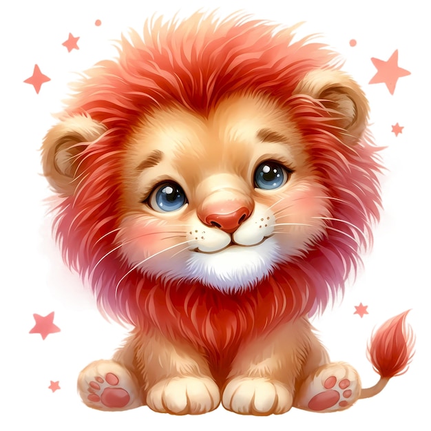 a lion with a red mane and a star on the top of it