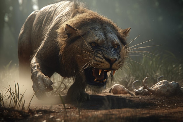 A lion with a skull on its face is shown in a still from the game uncharted 4.