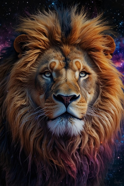 a lion with a star on the face