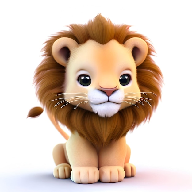 A lion with a white background and a blue eye.