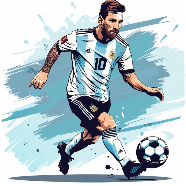 Lionel messi dribbling graphic illustration