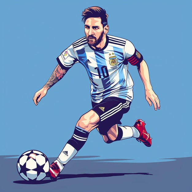 Lionel messi dribbling graphic illustration