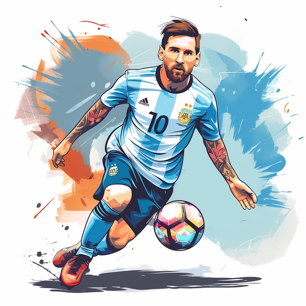 Lionel messi dribbling graphic illustration