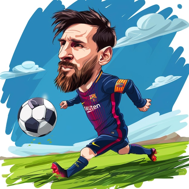 Lionel Messi is playing football on the field